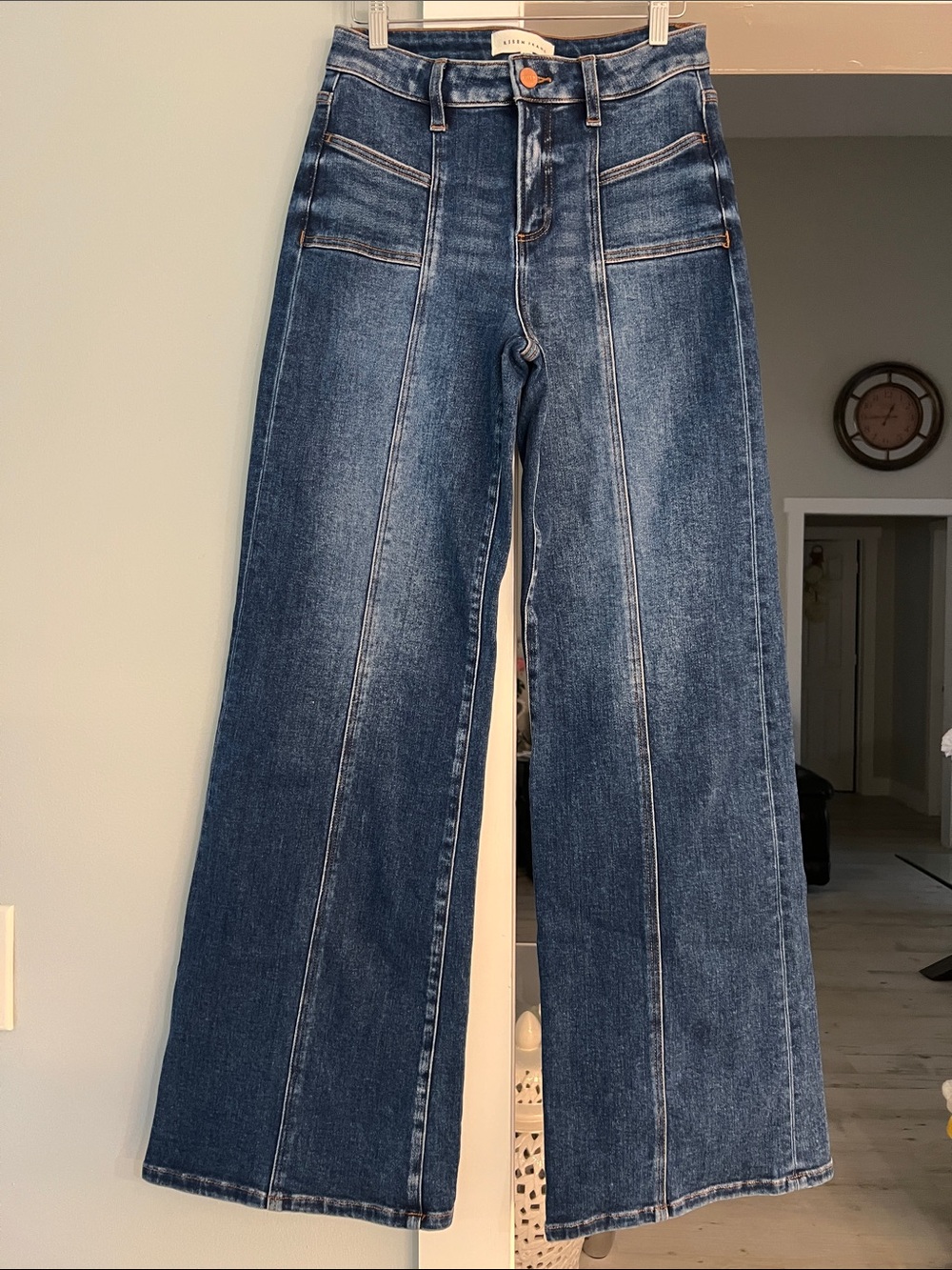 High-Rise Wide Leg Jeans in Deep Blue Wash size 5/27